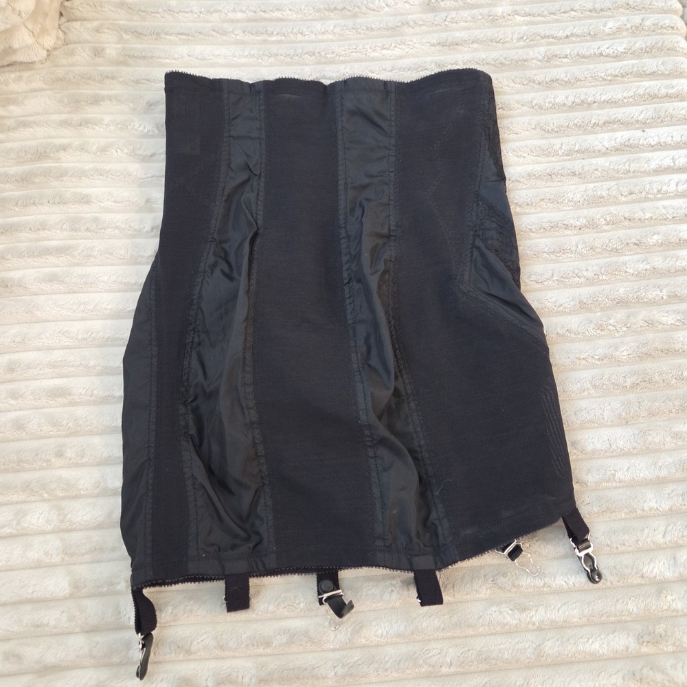 Rago 1294 Black Open Bottom Girdle Shapewear Size Large 30 Zipper Garter Straps - Picture 6 of 12